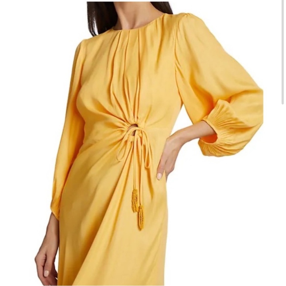 NWT FARM RIO Piping Midi Dress Yellow Size XL Keyhole Boho